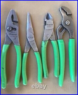 Snap On Tools 4pc Pliers / Cutters Set Green PL400BG 87ACF 96ACF 47ACF 91ACP