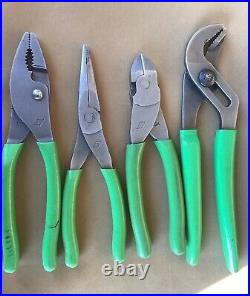 Snap On Tools 4pc Pliers / Cutters Set Green PL400BG 87ACF 96ACF 47ACF 91ACP