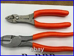 Snap-On Tools NEW 2pc ORANGE Lineman's & Wire Stripper / Cutter Pliers Lot Set