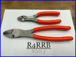 Snap-On Tools NEW 2pc ORANGE Wire Stripper / Cutter & Crimper Pliers Lot Set