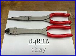 Snap-On Tools NEW 2pc RED Long Needle Nose Pliers & Diagonal Cutter Lot Set