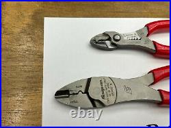 Snap-On Tools NEW 2pc RED Wire Stripper / Cutter & Crimper Pliers Lot Set