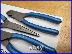 Snap-On Tools NEW PEARL BLUE 3 Piece Soft Grip Pliers / Cutters Set PL307ACFPB