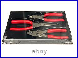 Snap On Tools NEW PL306ACF RED 3 Piece Soft Grip Pliers / Cutters Set USA