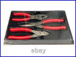 Snap On Tools NEW PL306ACF RED 3 Piece Soft Grip Pliers / Cutters Set USA