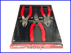 Snap On Tools NEW PL306ACF RED 3 Piece Soft Grip Pliers / Cutters Set USA