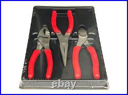 Snap On Tools NEW PL306ACF RED 3 Piece Soft Grip Pliers / Cutters Set USA