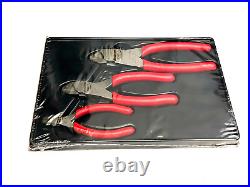 Snap On Tools NEW PL803A RED 3 Piece Soft Grip Diagonal Cutters Set USA