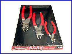 Snap On Tools NEW PL803A RED 3 Piece Soft Grip Diagonal Cutters Set USA