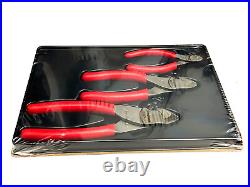 Snap On Tools NEW PL803A RED 3 Piece Soft Grip Diagonal Cutters Set USA