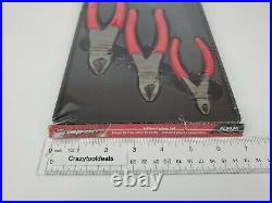 Snap On Tools New PL803A Red Soft Grip 3 Piece Diagonal Cutters Set With Tray