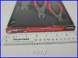 Snap On Tools New PL803A Red Soft Grip 3 Piece Diagonal Cutters Set With Tray
