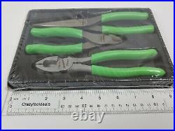 Snap On Tools New PLR300G Green 3 pc Pliers, Cutters Set 57AHLP, 86ACF, 97ACF