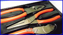 Snap On Tools PL306ACF RED 3 Piece Soft Grip Pliers / Cutters Set USA- New Other