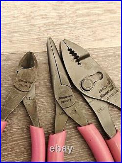 Snap On Tools USA 3pc Pliers And Cutters Set Pink