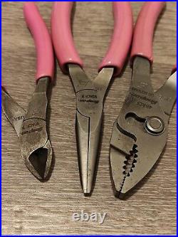 Snap On Tools USA 3pc Pliers And Cutters Set Pink