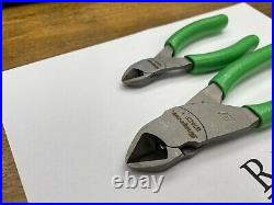 Snap-On Tools USA NEW 2 Piece GREEN Soft Grip Diagonal Cutter Pliers Lot Set