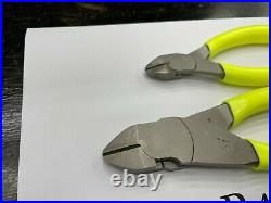 Snap-On Tools USA NEW 2 Piece HI-VIZ Soft Grip Diagonal Cutter Pliers Lot Set