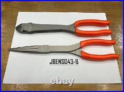 Snap-On Tools USA NEW 2 Piece ORANGE Long Needle Nose Pliers & Cutter Lot Set