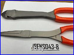 Snap-On Tools USA NEW 2 Piece ORANGE Long Needle Nose Pliers & Cutter Lot Set