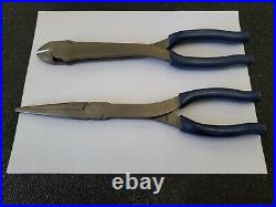 Snap-On Tools USA NEW 2pc POWER BLUE Long Needle Nose Pliers & Cutter Lot Set