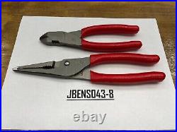 Snap-On Tools USA NEW 2pc RED Assorted Plier & Cutter Lot Set LN47ACF 87ACF