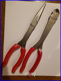 Snap-On Tools USA NEW 2pc RED Long Needle Nose Pliers & Cutter Lot Set
