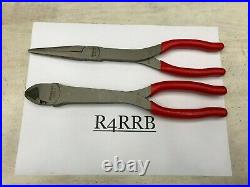 Snap-On Tools USA NEW 2pc RED Long Needle Nose Pliers & Diagonal Cutter Lot Set