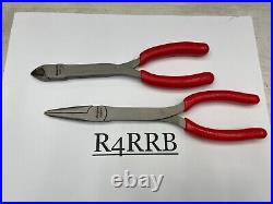 Snap-On Tools USA NEW 2pc RED Stork Needle Nose Pliers & Diagonal Cutter Lot Set
