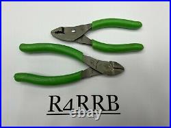Snap-On Tools USA NEW 2pc SMALL GREEN SoftGrip Cutter & Slip Joint Plier Lot Set