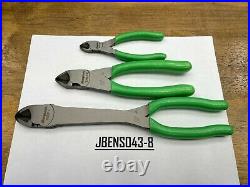 Snap-On Tools USA NEW 3 Piece GREEN Assorted Diagonal Cutter Pliers Lot Set