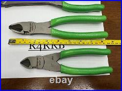 Snap-On Tools USA NEW 3 Piece GREEN HD HIGH LEVERAGE Diagonal Cutters Lot Set