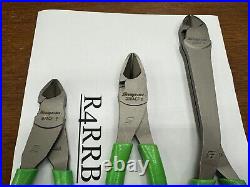 Snap-On Tools USA NEW 3 Piece GREEN HD HIGH LEVERAGE Diagonal Cutters Lot Set