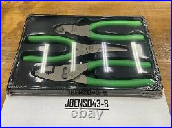 Snap-On Tools USA NEW 3 Piece GREEN Soft Grip Pliers / Cutters Set PL300CFG