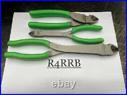 Snap-On Tools USA NEW 3 Piece GREEN Soft Grip Vector Edge Cutter Pliers Lot Set