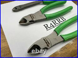 Snap-On Tools USA NEW 3 Piece GREEN Soft Grip Vector Edge Cutter Pliers Lot Set
