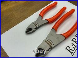Snap-On Tools USA NEW 3 Piece ORANGE Soft Grip Diagonal Cutter Pliers Lot Set