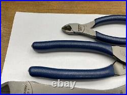 Snap-On Tools USA NEW 3 Piece POWER BLUE Assorted Diagonal Cutter Pliers Lot Set