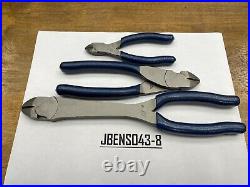 Snap-On Tools USA NEW 3 Piece POWER BLUE Assorted Diagonal Cutter Pliers Lot Set