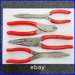 Snap-On Tools USA NEW 4 Piece RED Plier/Cutter Lot Set LN47ACF 908CF 609CF 87ACF