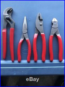 Snap-On Tools USA NEW 4 Piece RED Soft Grip Assorted Plier Cutter Lot Set
