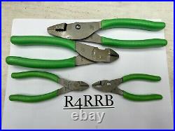Snap-On Tools USA NEW 4pc GREEN Soft Grip Cutter & Slip Joint Plier Lot Set
