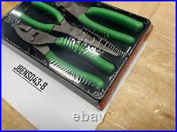 Snap-On Tools USA NEW GREEN 3 Piece Soft Grip Pliers / Cutters Set PL307ACFG