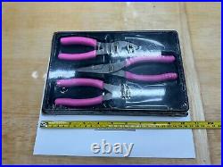 Snap-On Tools USA NEW PINK 3 Piece Soft Grip Pliers / Cutters Set PL306ACFP