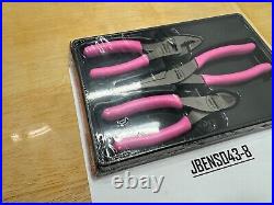 Snap-On Tools USA NEW PINK 3 Piece Soft Grip Pliers / Cutters Set PL306ACFP