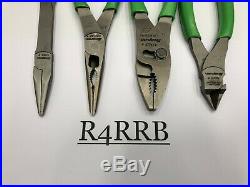 Snap-On Tools USA NOS New Style 4pc GREEN Vinyl Grip Plier Cutter Lot Set