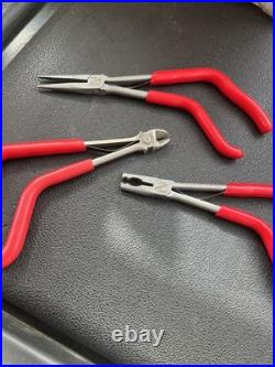 Snap on Tool 3 Pcs NEW 912AEP RED Pistol Grip Needle Nose Pliers Set cutter