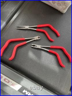 Snap on Tool 3 Pcs NEW 912AEP RED Pistol Grip Needle Nose Pliers Set cutter