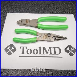 Snap-on Tools 2pc GREEN 7 Long Nose Slip-Joint Pliers & Diagonal Cutter LN46ACF