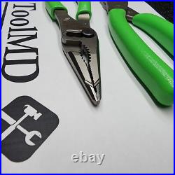 Snap-on Tools 2pc GREEN 7 Long Nose Slip-Joint Pliers & Diagonal Cutter LN46ACF